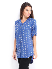 People Women Blue Printed Shirt