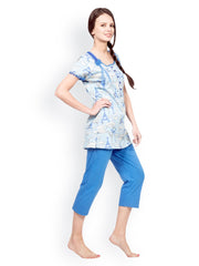 Private Lives Blue Printed Nightdress