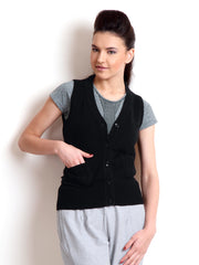 Puma Women Black Knit Sleeveless Cardigan