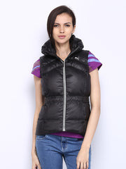 Puma Women Black Padded Down Sleeveless Jacket