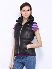 Puma Women Black Padded Down Sleeveless Jacket