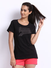 Puma Women Black Printed Athletic T-shirt