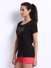 Puma Women Black Printed Athletic T-shirt