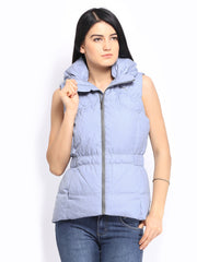 Puma Women Blue Padded Sleeveless Jacket