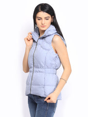 Puma Women Blue Padded Sleeveless Jacket