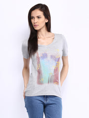 Puma Women Grey Printed T-shirt