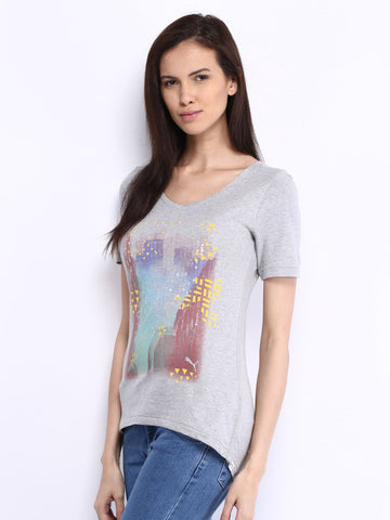Puma Women Grey Printed T-shirt