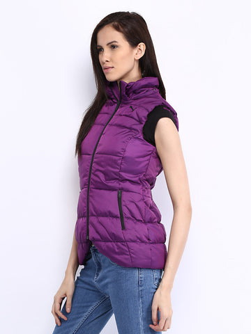 Puma Women Purple Padded Sleeveless Jacket