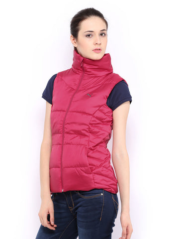 Puma Women Magenta Padded Sleeveless Jacket
