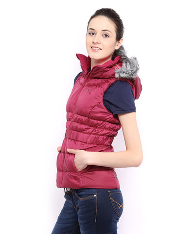 Puma Women Pink Padded Sleeveless Jacket