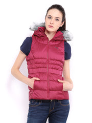 Puma Women Pink Padded Sleeveless Jacket