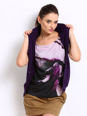 Puma Women Purple Sleeveless Cardigan