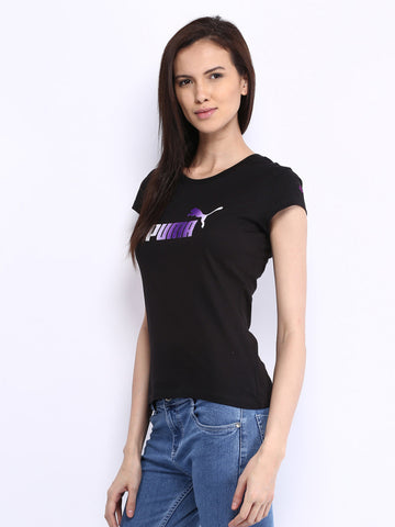 Puma Women Black Printed T-shirt