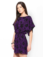 Ridress Purple &amp; Black Printed Kaftan Dress