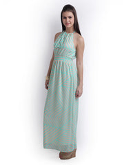 RIDRESS Blue &amp; Beige Striped Maxi Dress