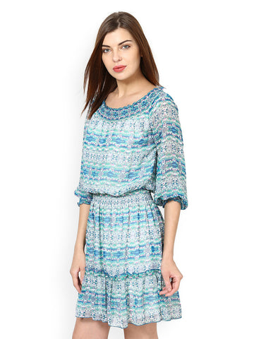 RIDRESS Multicoloured Printed Blouson Dress