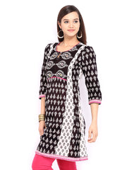 Rain &amp; Rainbow Black &amp; Beige Printed Kurta