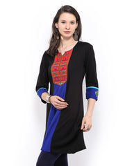 Rain &amp; Rainbow Women Black &amp; Blue Kurta