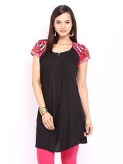 Rain &amp; Rainbow Black Embroidered Kurta