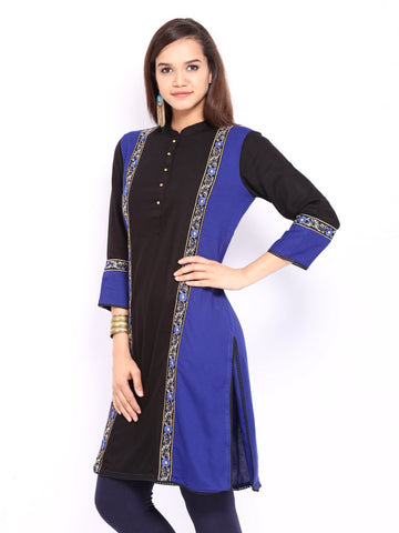 Rain &amp; Rainbow Blue &amp; Black Kurta