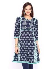 Rain &amp; Rainbow Blue &amp; Navy Printed Kurta