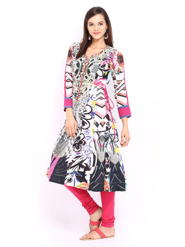 Rain &amp; Rainbow Multicoloured Printed Anarkali Kurta