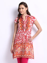 Rain &amp; Rainbow Women Peach Coloured Printed Kurta