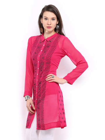 Global Desi Women Pink Printed Kurta