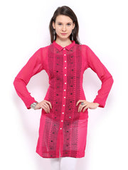 Global Desi Women Pink Printed Kurta