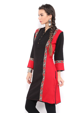 Rain &amp; Rainbow Red &amp; Black Kurta