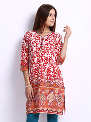 Rain &amp; Rainbow Women Peach Coloured Printed Kurta