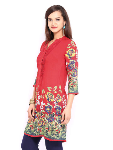 Rain &amp; Rainbow Red Printed Kurta