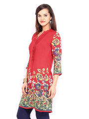Rain &amp; Rainbow Red Printed Kurta