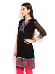 Rain &amp; Rainbow Women Black Kurta