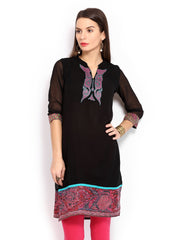 Rain &amp; Rainbow Women Black Kurta