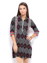 Rain &amp; Rainbow Women Black Printed Kurta