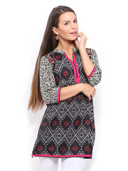 Rain &amp; Rainbow Women Black Printed Kurta