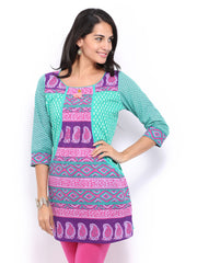 Rain &amp; Rainbow Women Blue Printed Kurta