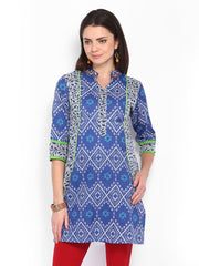 Rain &amp; Rainbow Women Blue Printed Kurta