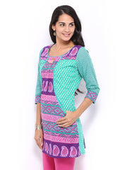Rain &amp; Rainbow Women Blue Printed Kurta