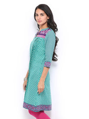 Rain &amp; Rainbow Women Green Printed Kurta