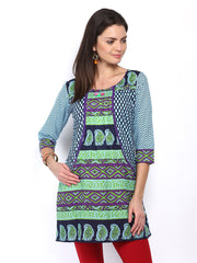 Rain &amp; Rainbow Women Blue Printed Kurta