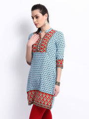 Rain &amp; Rainbow Women Blue Printed Kurta