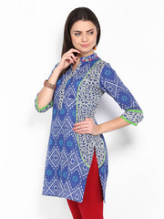 Rain &amp; Rainbow Women Blue Printed Kurta