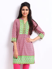 Rain &amp; Rainbow Women Pink Printed Kurta