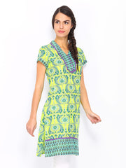 Rain &amp; Rainbow Women Green Printed Kurta