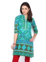 Rain &amp; Rainbow Women Green Printed Kurta