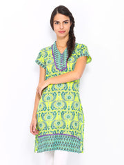 Rain &amp; Rainbow Women Green Printed Kurta