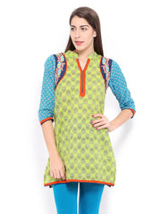Rain &amp; Rainbow Women Green Printed Kurta