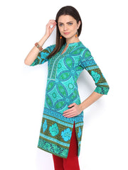 Rain &amp; Rainbow Women Green Printed Kurta